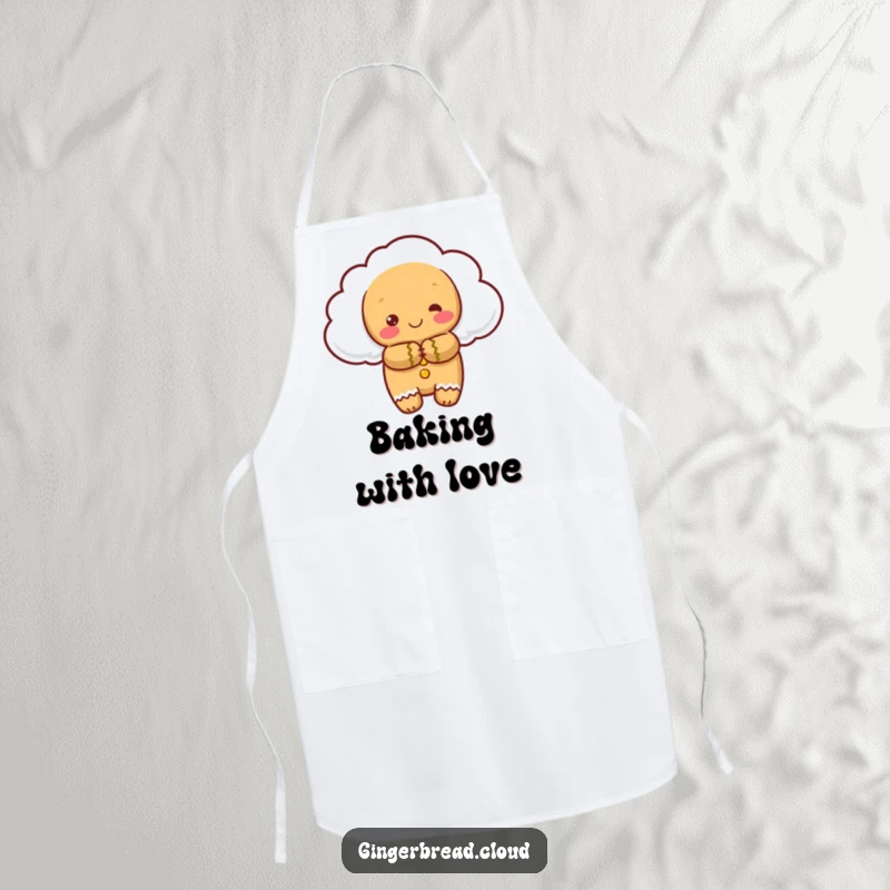 Funny apron: A gingerbread cloud character gives a warm hug while cooking, bringing comfort to the kitchen.