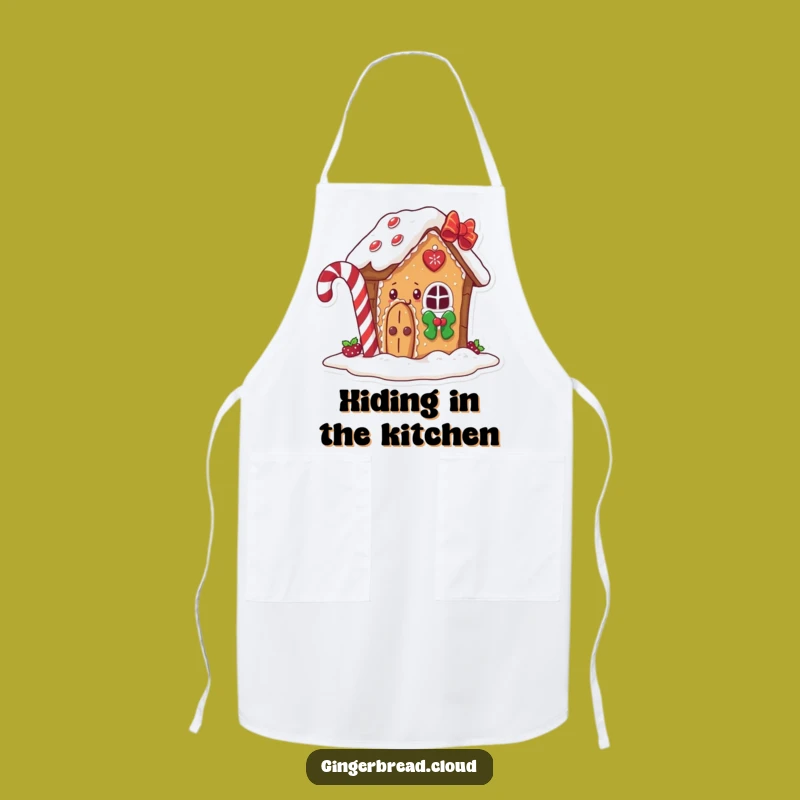 Funny Gingerbread House Apron: Bake with Peeking Charm & Candy Cane Fun Gift