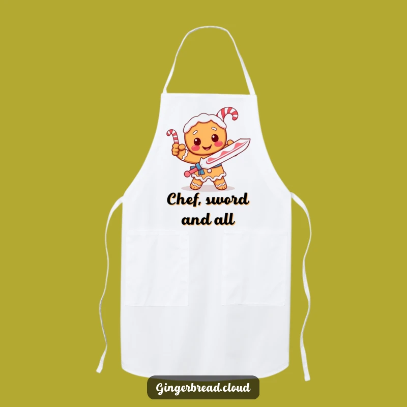 Funny Gingerbread Knight Candy Cane Sword Apron - Kitchen Warrior Gift