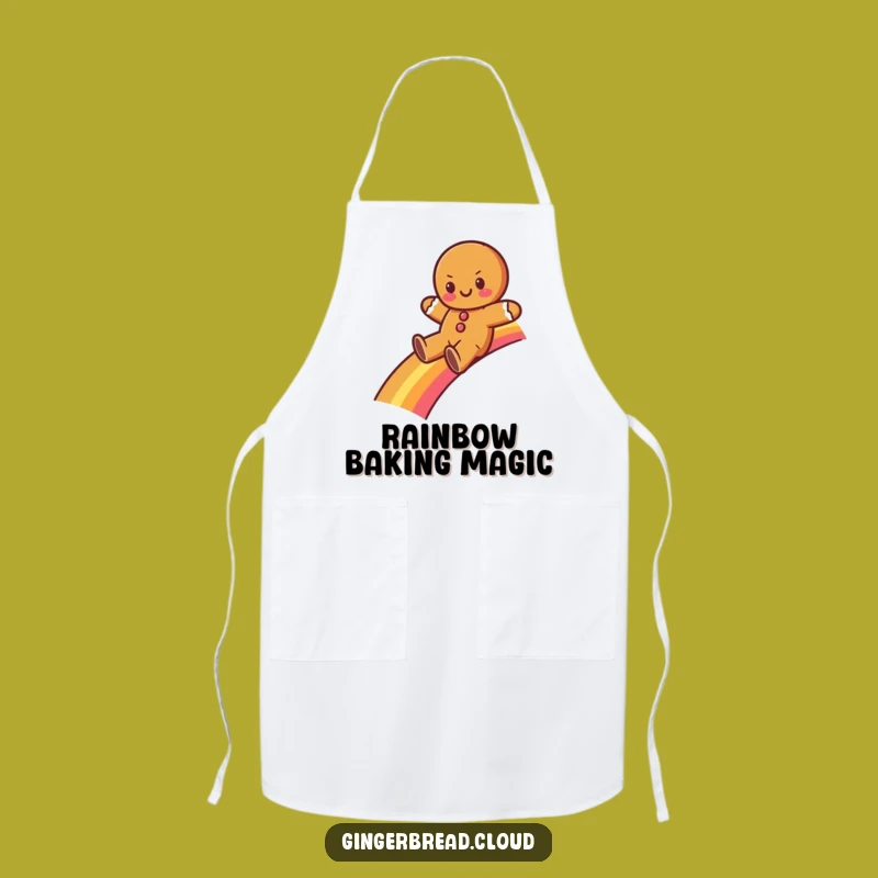 Funny Gingerbread Rainbow Apron - Kitchen Cartoon Magic, Chef's Gift