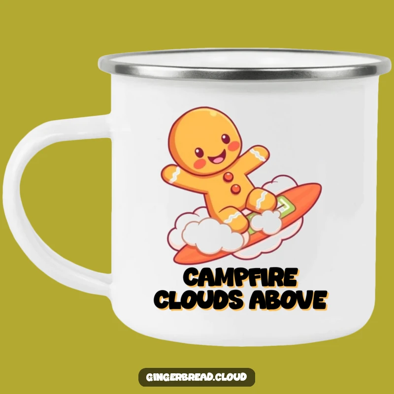 Funny Cloud Surfing Gingerbread Man Camping Mug - Adventure Fuel