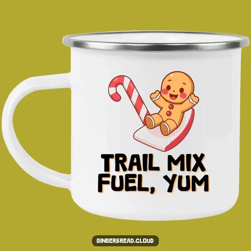Funny Gingerbread Cookie Candy Cane Slide Camping Mug - Outdoor Fun Gift