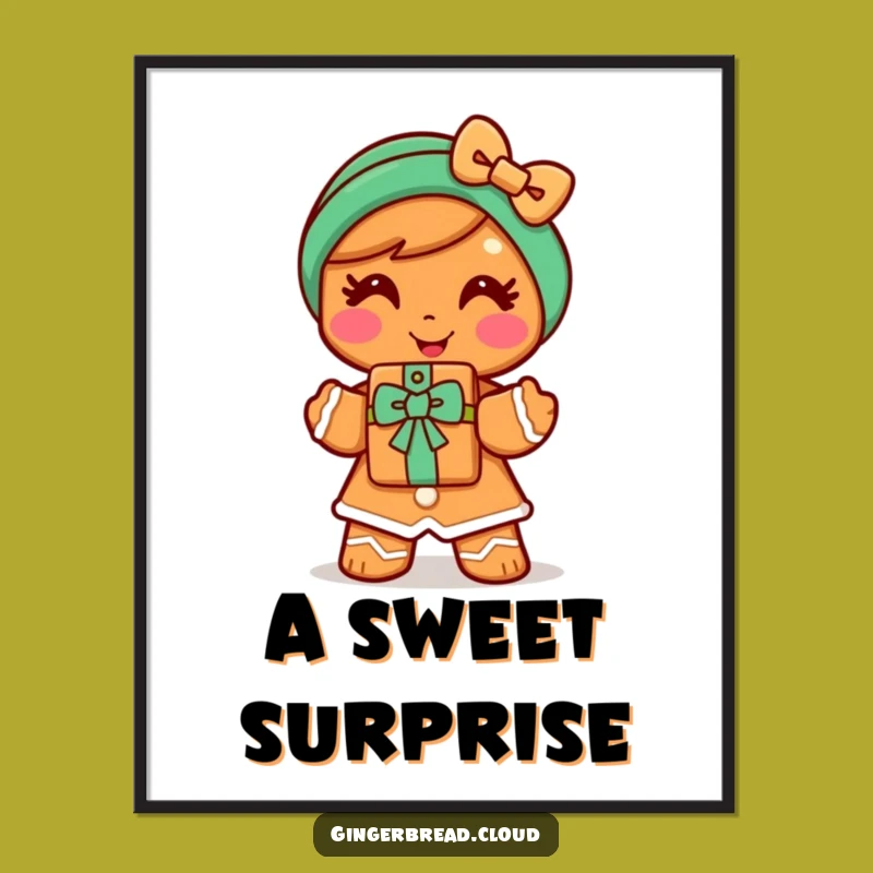 Funny Gingerbread Woman Digital Art - Instant Cheerful Cookie Art