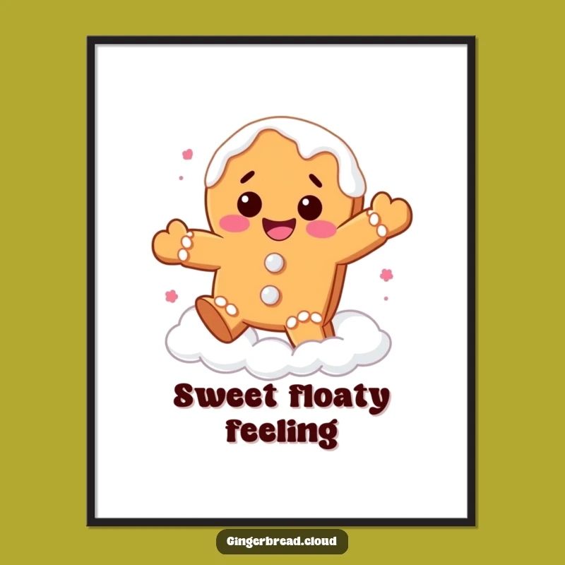 Funny Gingerbread Cloud Digital Art - Instant Joyful Cookie Decor