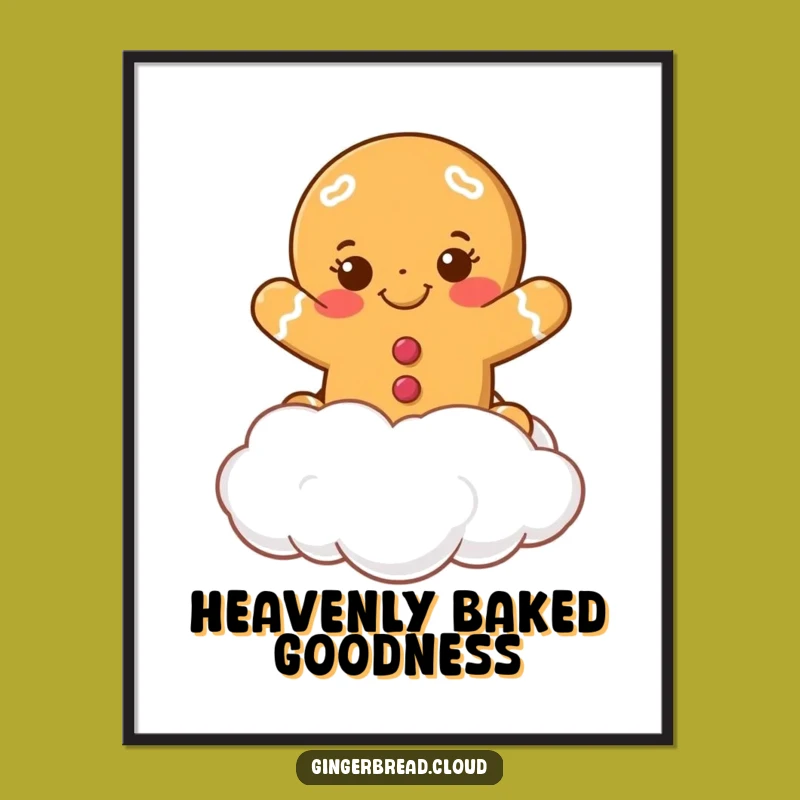 Funny Gingerbread Cookie Digital Art - Instant Holiday Joy, Wall Decor Gift