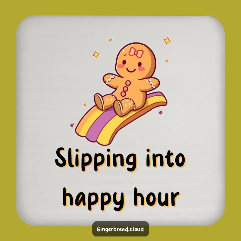 Funny Rainbow Sliding Gingerbread Coaster Set - Protect Surfaces with Magic