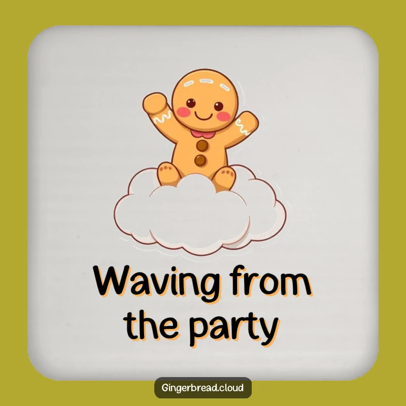 Funny Waving Gingerbread Cloud Coaster Set - Protect Surfaces with Smiles