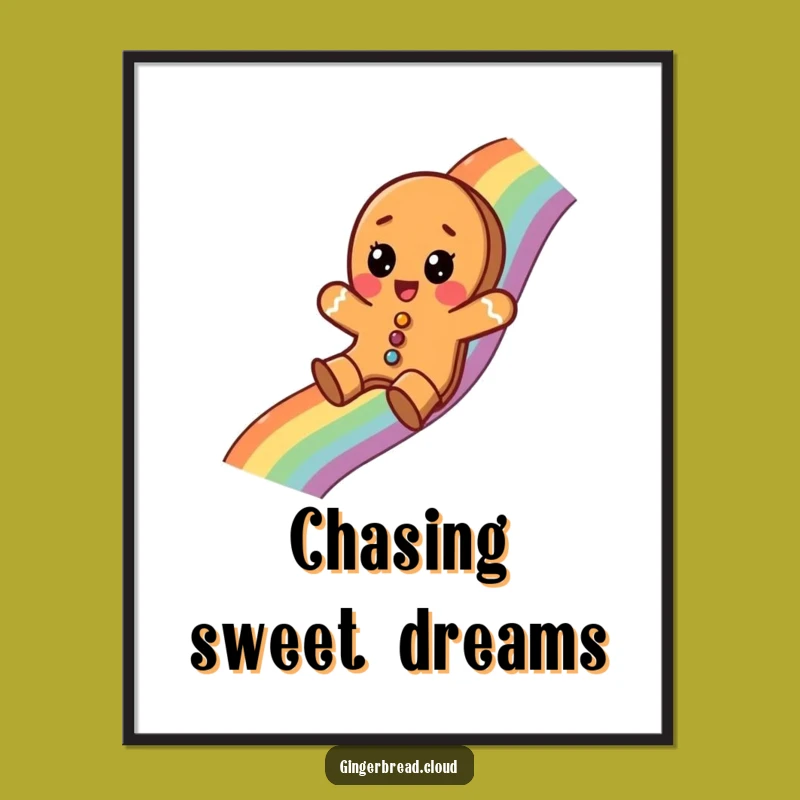 Funny Gingerbread Rainbow Slide Poster - Whimsical Holiday Art Gift