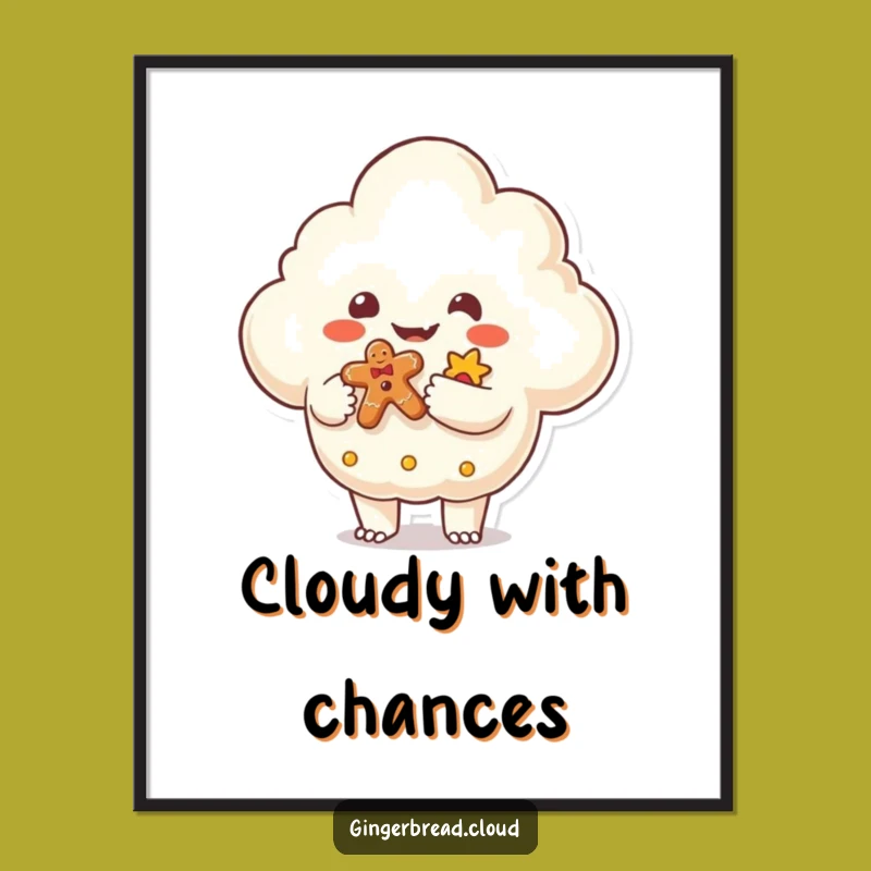 Funny Monster Cloud Art Poster: Whimsical Character Illustration for Decor Gift