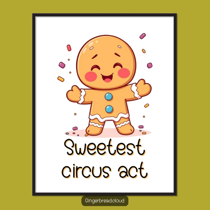 Funny Gingerbread Juggler Candy Sprinkles Poster - Festive Wall Art