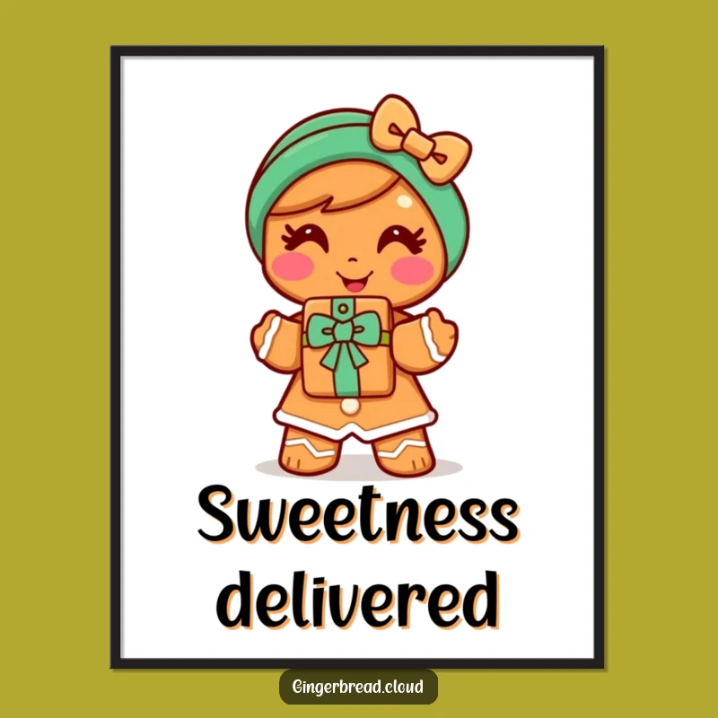 Funny Gingerbread Woman Poster - Cheerful Cookie Art