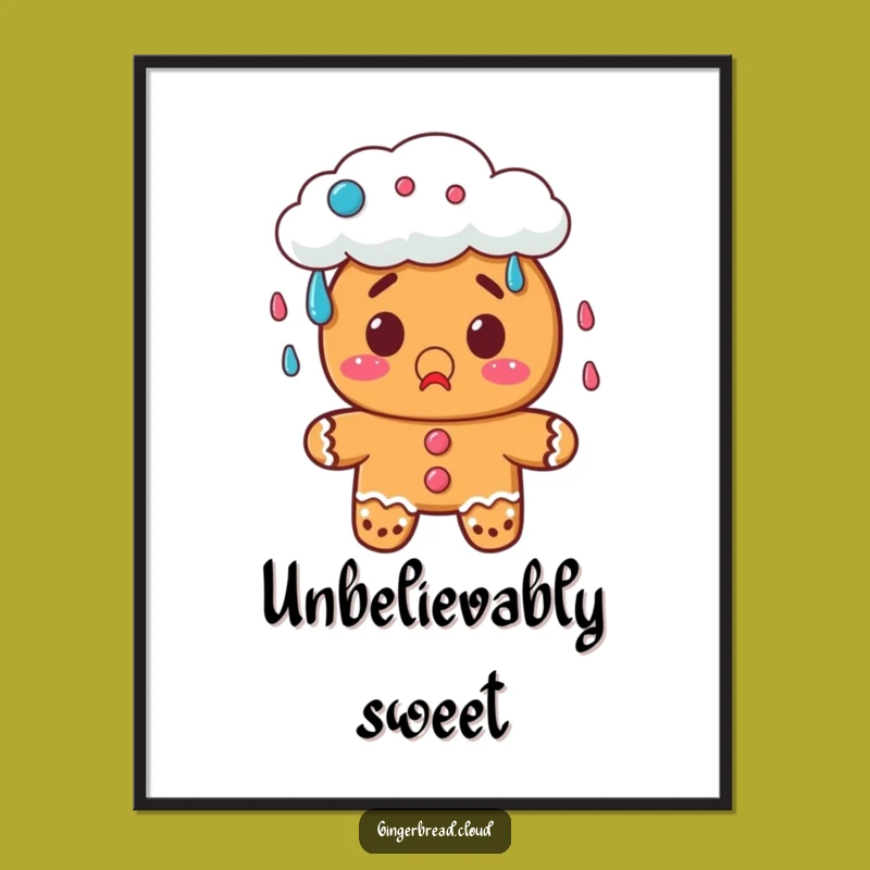 Funny Gingerbread Candy Rain Poster: Whimsical Wall Art & Gift