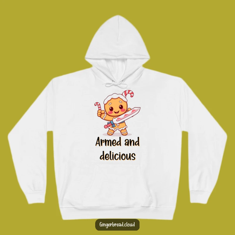 Cozy Funny Gingerbread Knight Candy Cane Sword Hoodie - Warm Gift