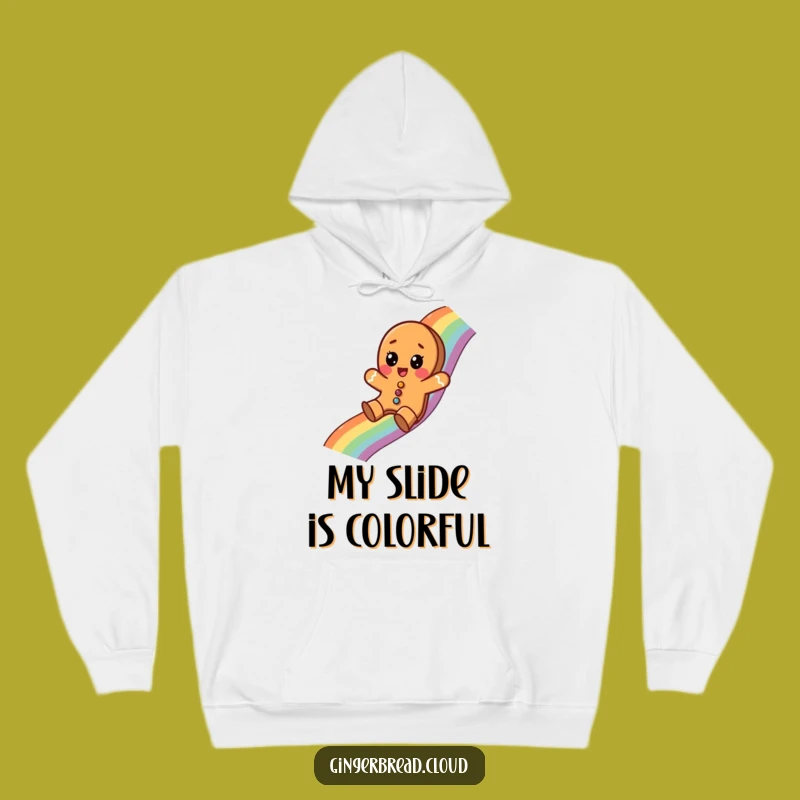Funny Gingerbread Rainbow Slide Hoodie - Cozy Holiday Humor Gift