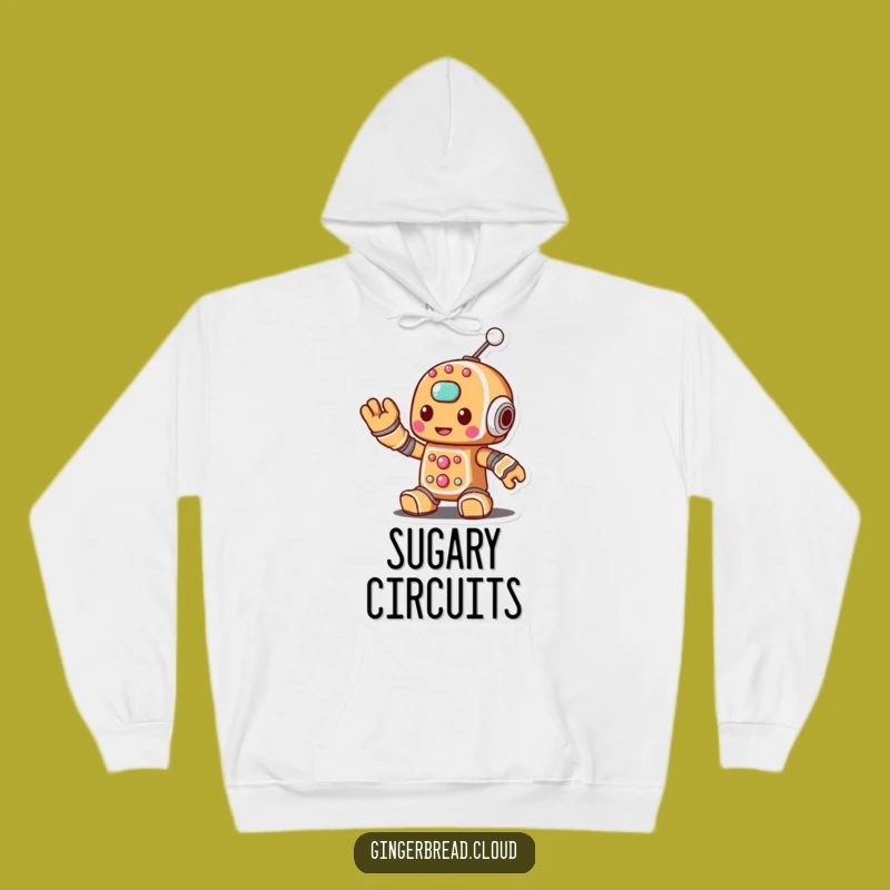 Cozy Funny Gingerbread Robot Hoodie - Sugary Antenna for Warm Tech Vibes