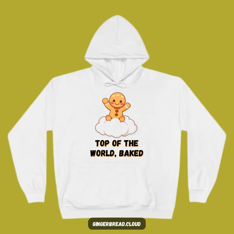 Cozy Funny Waving Gingerbread Cloud Hoodie - Warmth and Cheerful Greetings