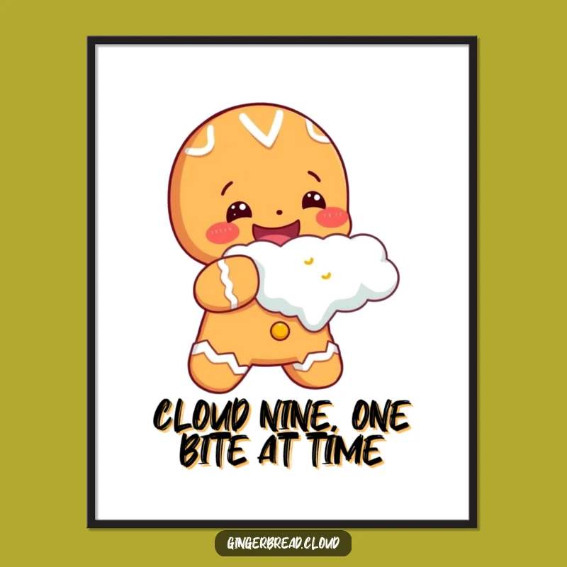 Cheerful Free Printable Wall Art: Gingerbread Cloud Bite - Whimsical Decor