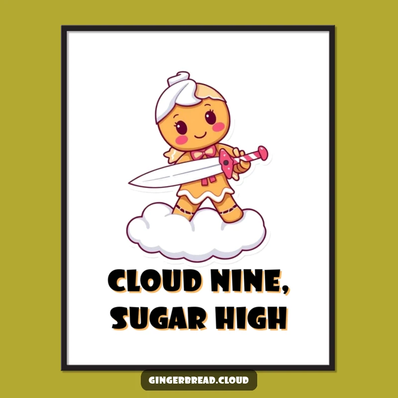 Funny Free Printable Wall Art: Determined Gingerbread Knight Downloadable Decor