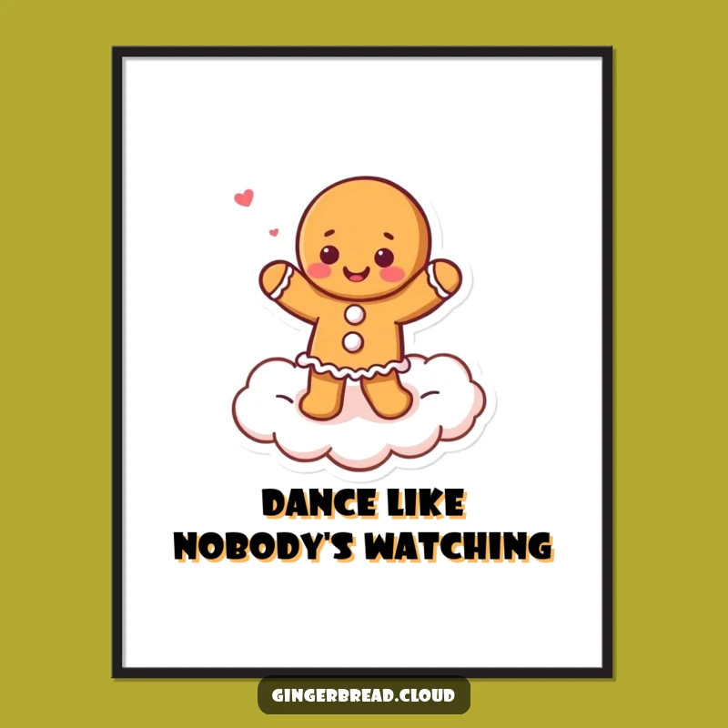 Free Printable Gingerbread Cloud Dancer Wall Art: Funny Joyful Downloadable Decor