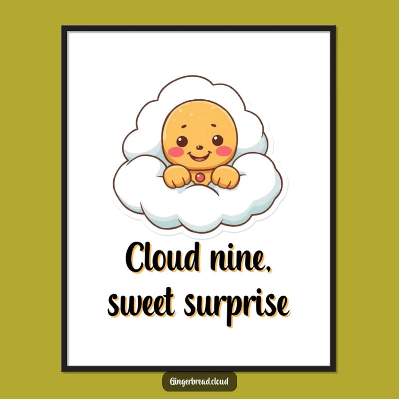 Free Printable Wall Art: Funny Gingerbread Cloud Grin Whimsical Downloadable Decor