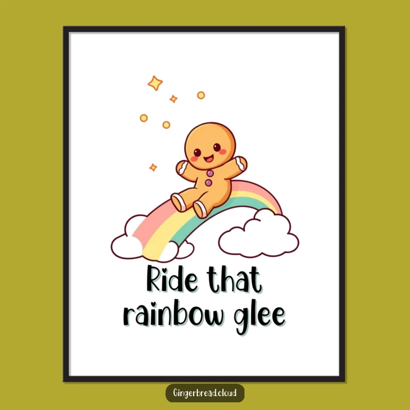 Funny Free Printable Wall Art: Gingerbread Rainbow Slide Downloadable
