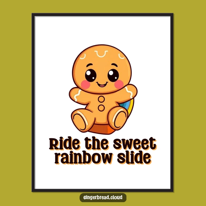Funny Free Printable Wall Art: Gingerbread Rainbow Slide, Downloadable Decor