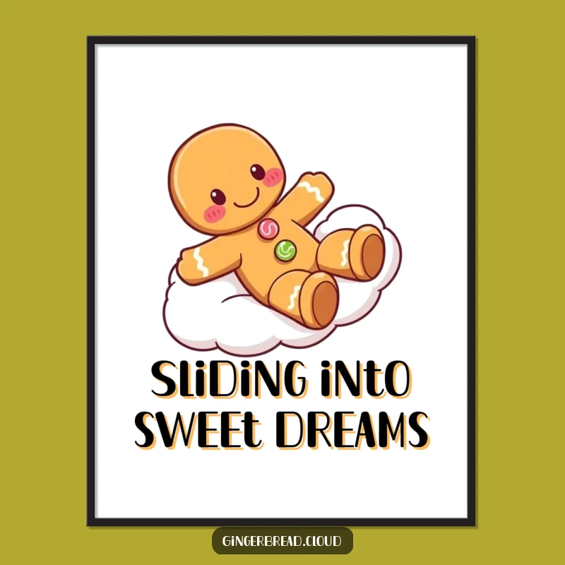 Free Printable Gingerbread Man Wall Art: Playful Cloud Slides!