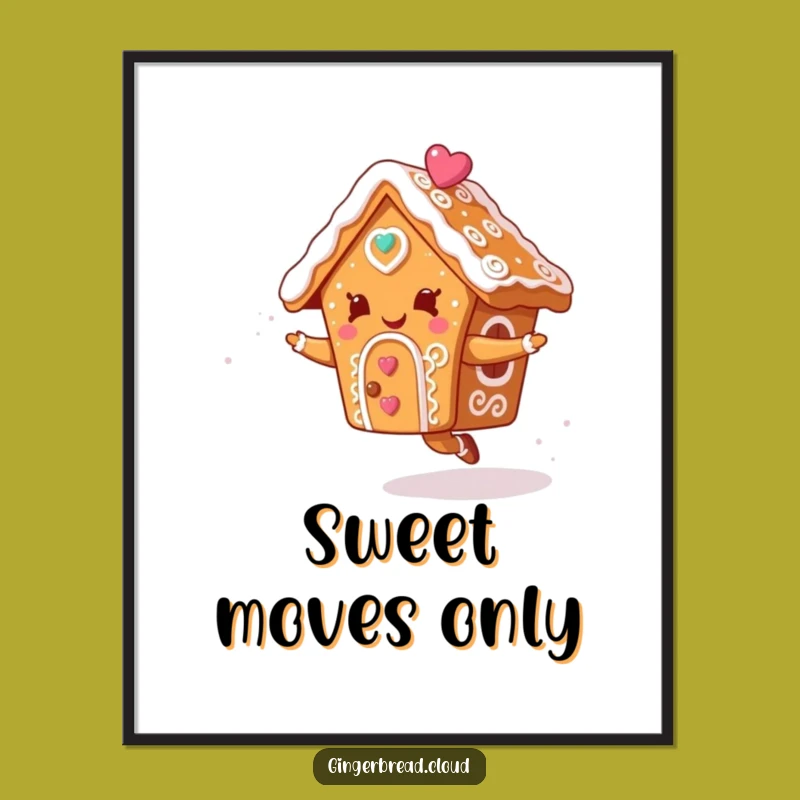 Funny Printable Wall Art: Dancing Gingerbread House Free Downloadable Decor