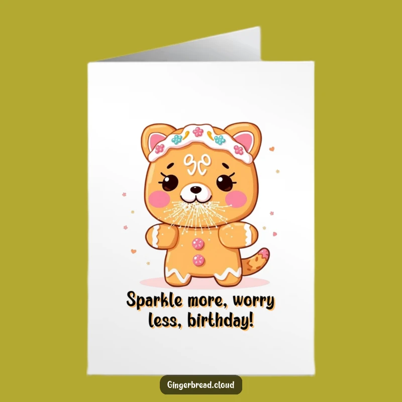Free Printable Birthday Card: Funny Gingerbread Animal Glitter Sneeze Downloadable Gift
