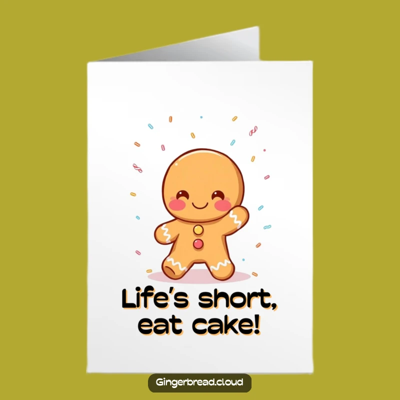 Free Printable Birthday Card: Funny Gingerbread Sprinkle Catch Downloadable Gift