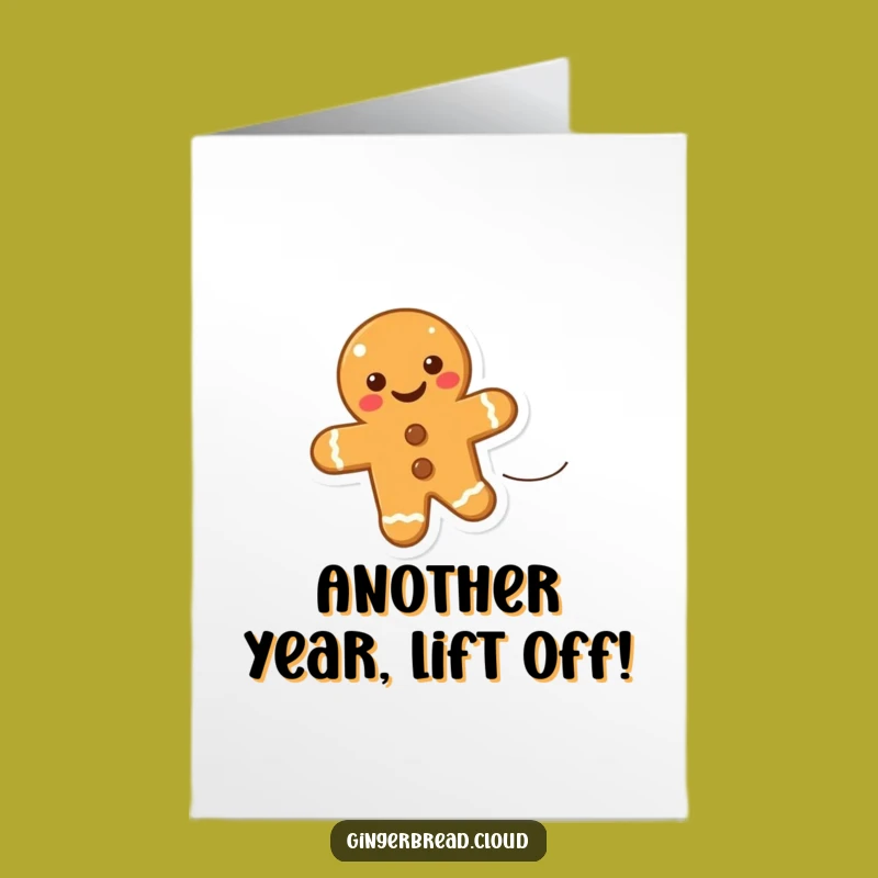 Free Printable Birthday Card: Uplifting Gingerbread Wind Rider, Funny Downloadable Gift!