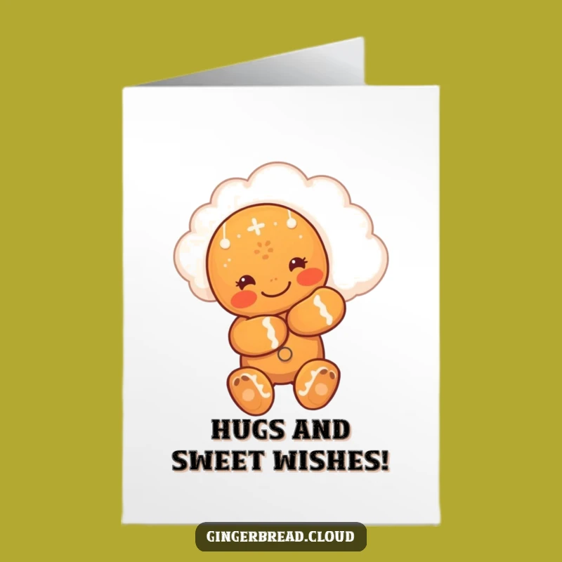 Free Printable Birthday Card: Gingerbread Cloud Hugger, Funny Downloadable Gift!