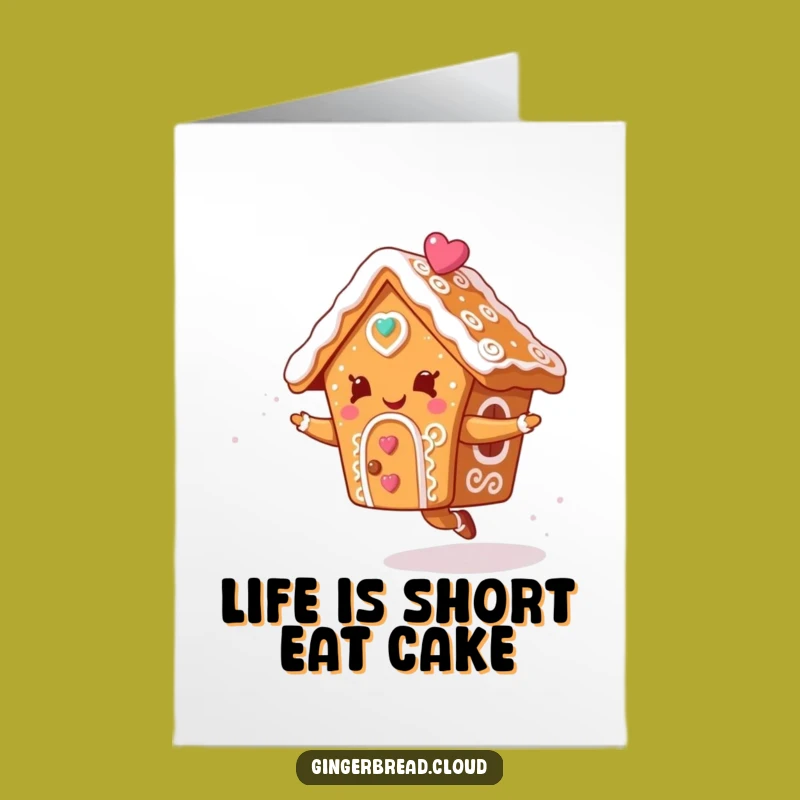 Free Printable Birthday Card: Dancing Gingerbread House Hilarious Downloadable Gift