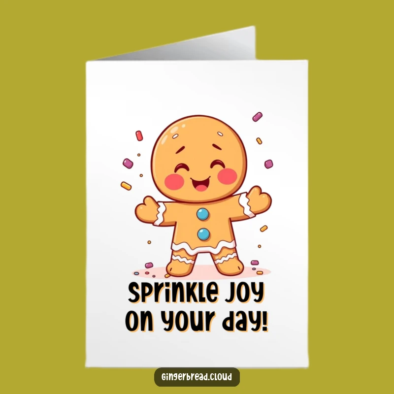 Free Printable Birthday Card: Gingerbread Juggler Candy Sprinkles Fun Gift