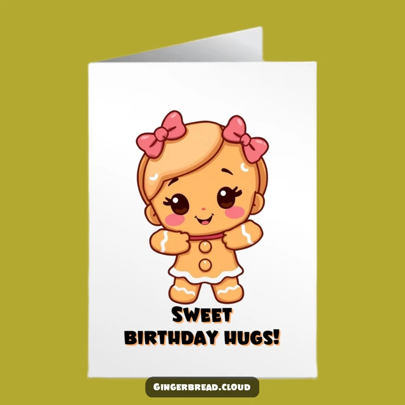 Sweet Free Printable Birthday Card: Gingerbread Hug Funny Gift Downloadable