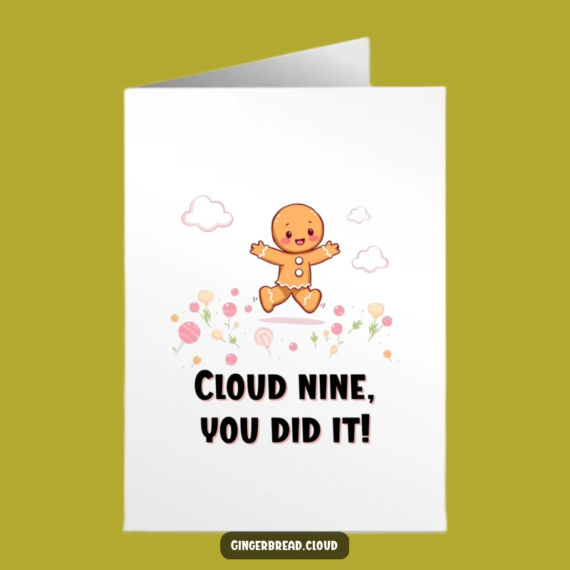 Free Printable Congrats Card: Gingerbread Candy Cloud Joy - Funny Downloadable Gift