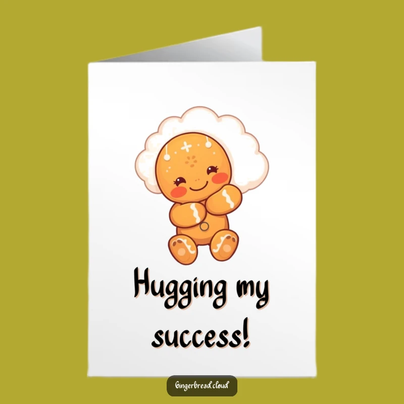 Free Printable Congrats Card: Gingerbread Cloud Embrace, Funny Downloadable Celebration!