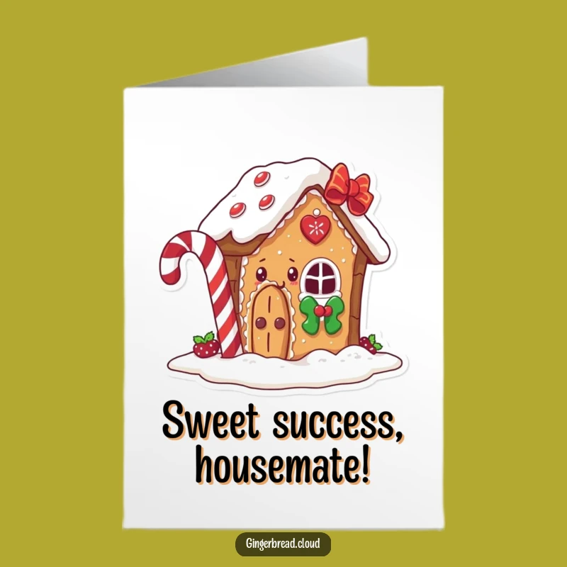 Free Printable Congrats Card: Gingerbread House Peek Funny Downloadable Gift