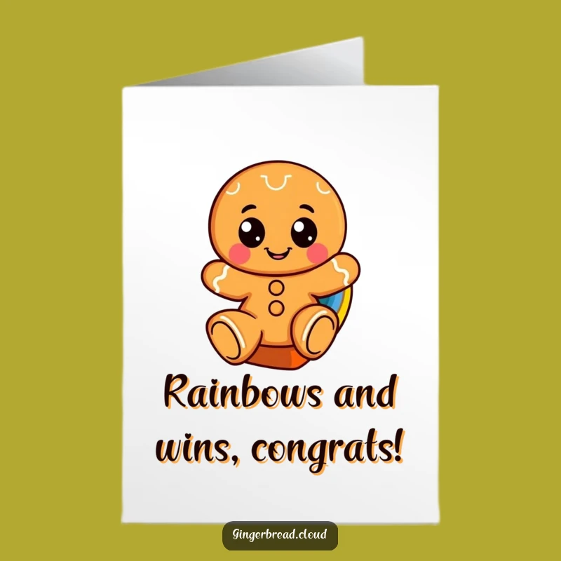 Free Printable Congrats Card: Gingerbread Rainbow Ride, Cheerful Downloadable