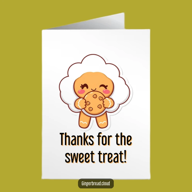 Free Printable Thank You Card: Gingerbread Cloud Offers Cookie & Wink - Sweet Gesture