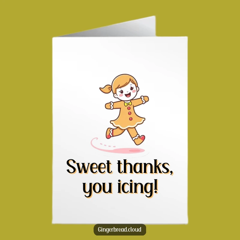 Free Printable Thank You Card: Gingerbread Woman Frosting Trail Funny Downloadable Gift