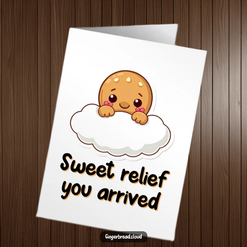 Fun Free Printable Thank You Card: A cute gingerbread character peeking out from a fluffy cloud.