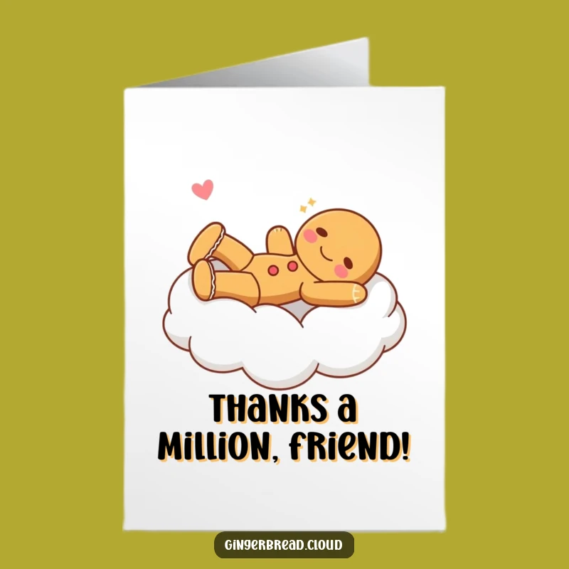 Free Printable Thank You Card: Happy Gingerbread Cloud Bed Funny Gift Downloadable