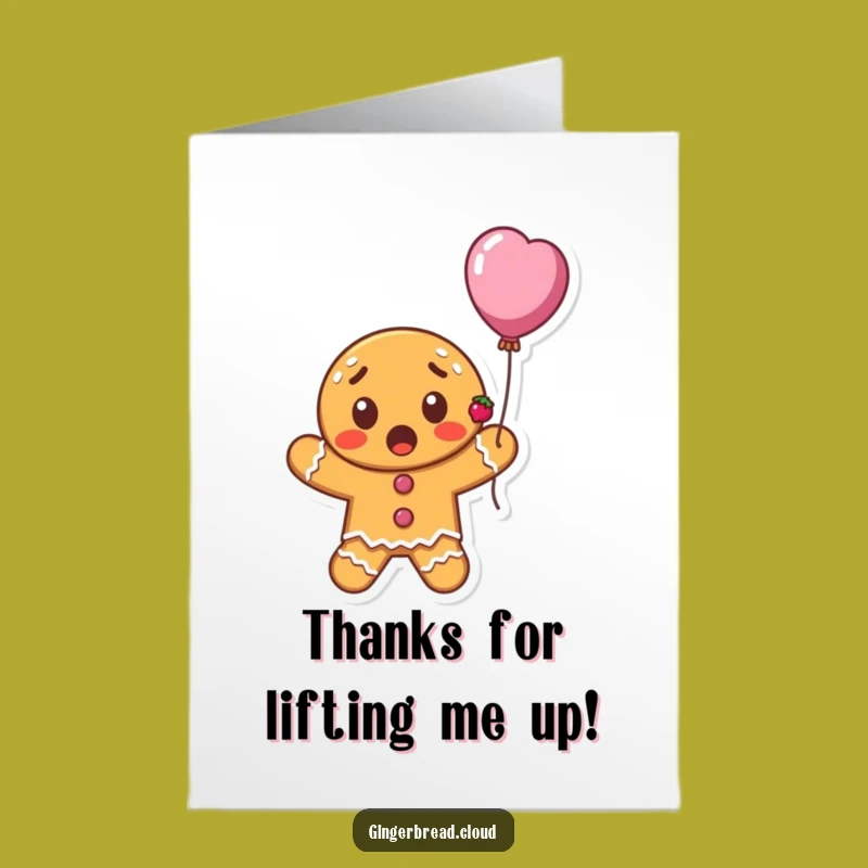 Free Printable Thank You Card: Gingerbread Balloon Surprise - Funny Downloadable Gift