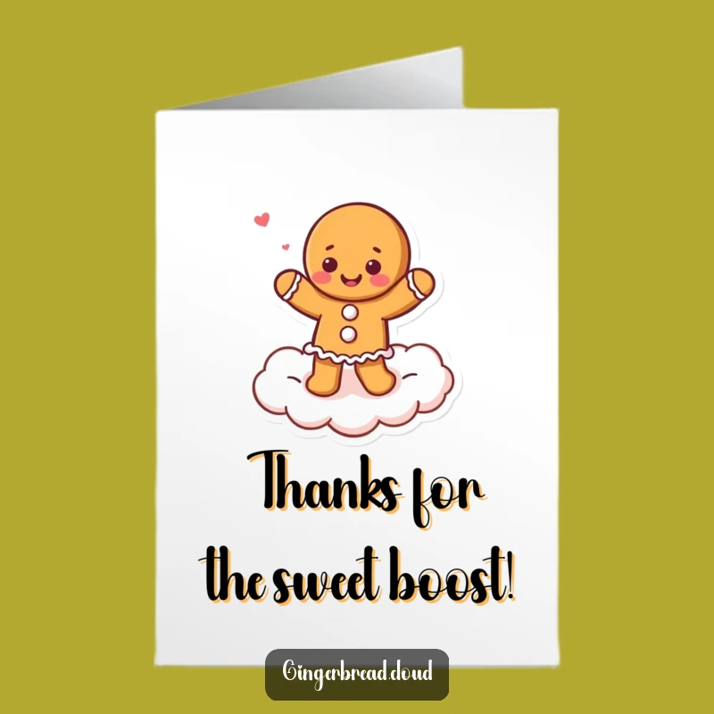 Free Printable Gingerbread Cloud Dancer Thank You Card: Funny Joyful Downloadable Note