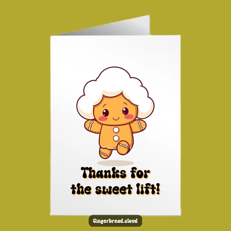 Free Printable Thank You Card: Playful Gingerbread Cloud - Sweet Appreciation Download