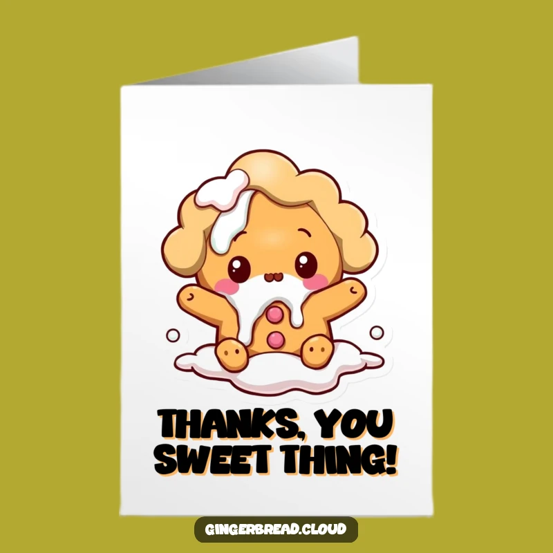 Free Printable Thank You Card: Surprised Icing Cloud Gingerbread - Funny Gift!