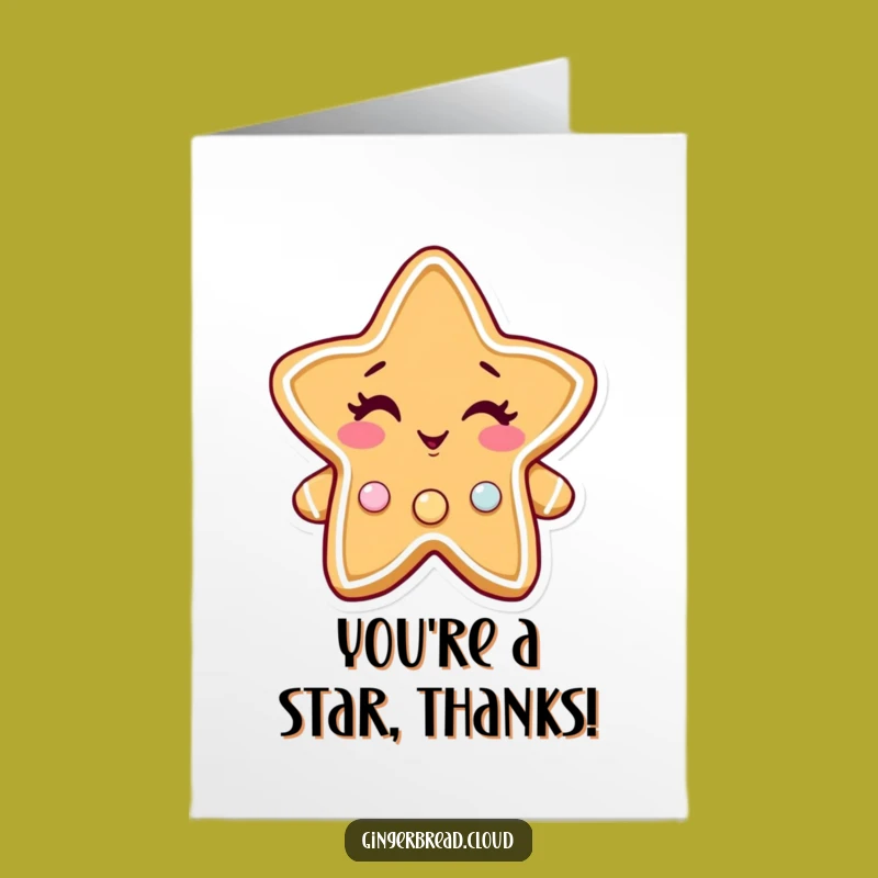 Free Printable Thank You Card: Winky Gingerbread Star Funny Downloadable Gift