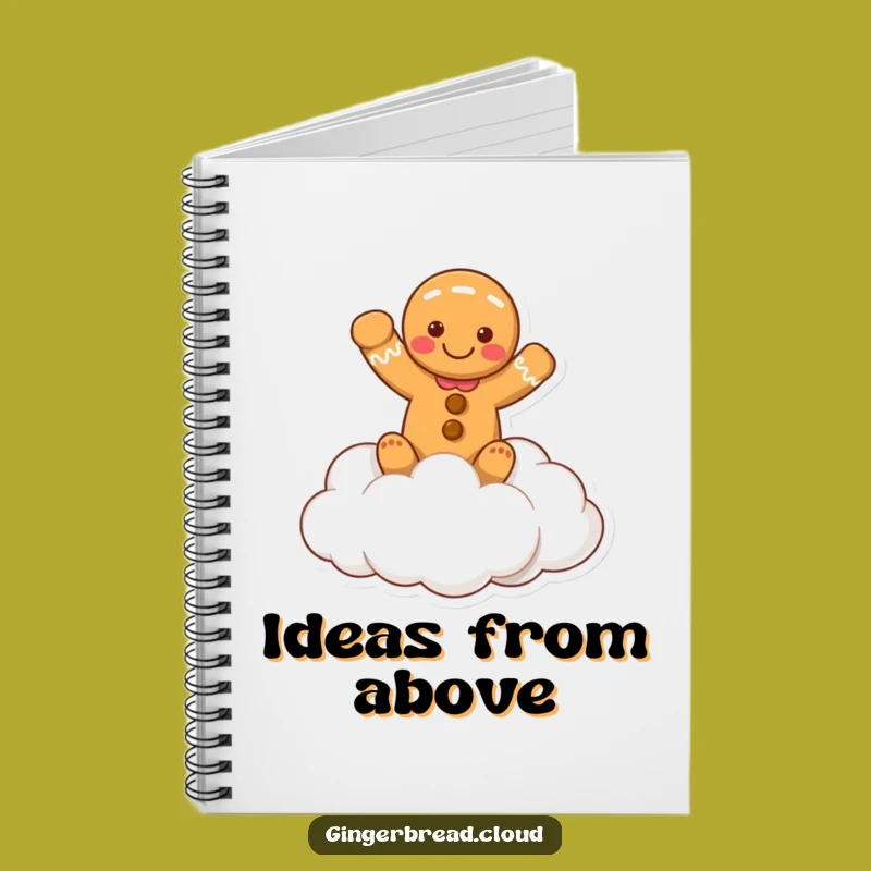 Funny Waving Gingerbread Cloud Notebook - Jot Down Cheerful Notes