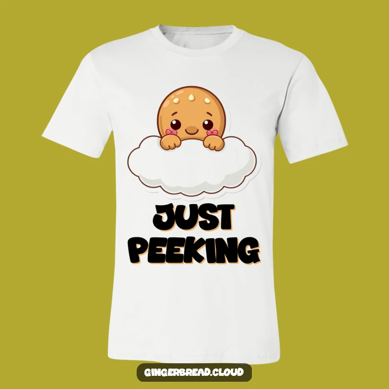 Funny Gingerbread Cloud Peek T-Shirt - Playful Character Surprise Tee Gift